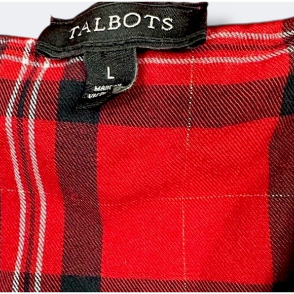 Talbots Womens Jacket Size L Red Quilted Details Fleece Pockets Warm Cozy - Picture 6 of 7